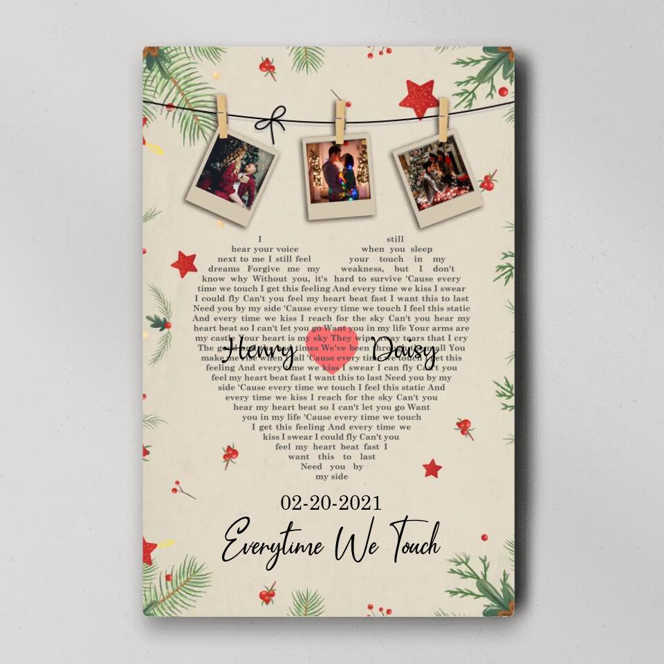 Christmas Decor Photo And Favorite Song Lyrics Custom Canvas Poster Christmas Gift For Couples