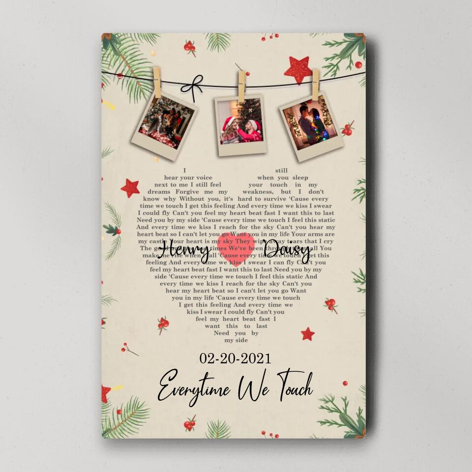 Christmas Decor Photo And Favorite Song Lyrics Custom Canvas Poster Christmas Gift For Couples