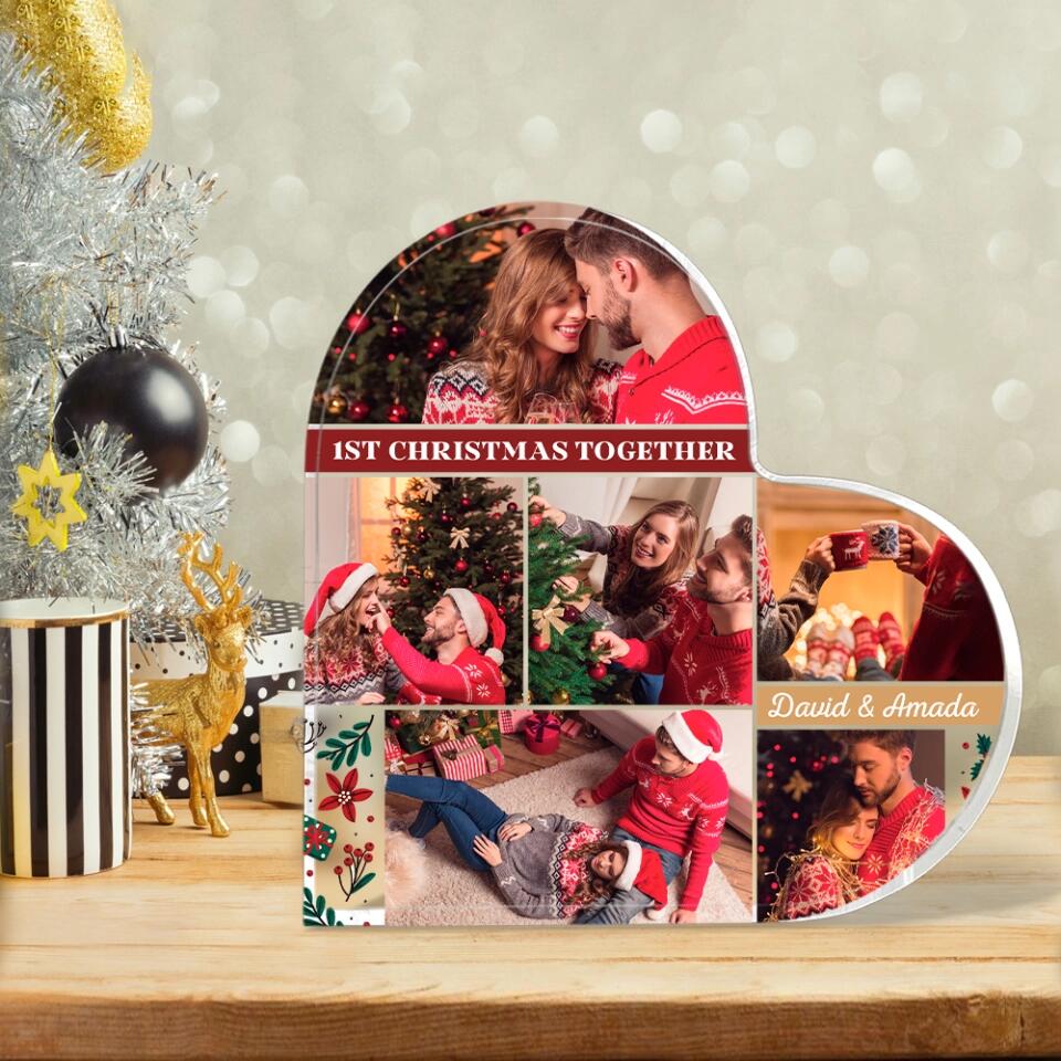 1st Christmas Together - Personalized Photo & Names - Custom Heart Acrylic Plaque - Best Christmas for Couple/Mr&Mrs - 210ICNBNAP100