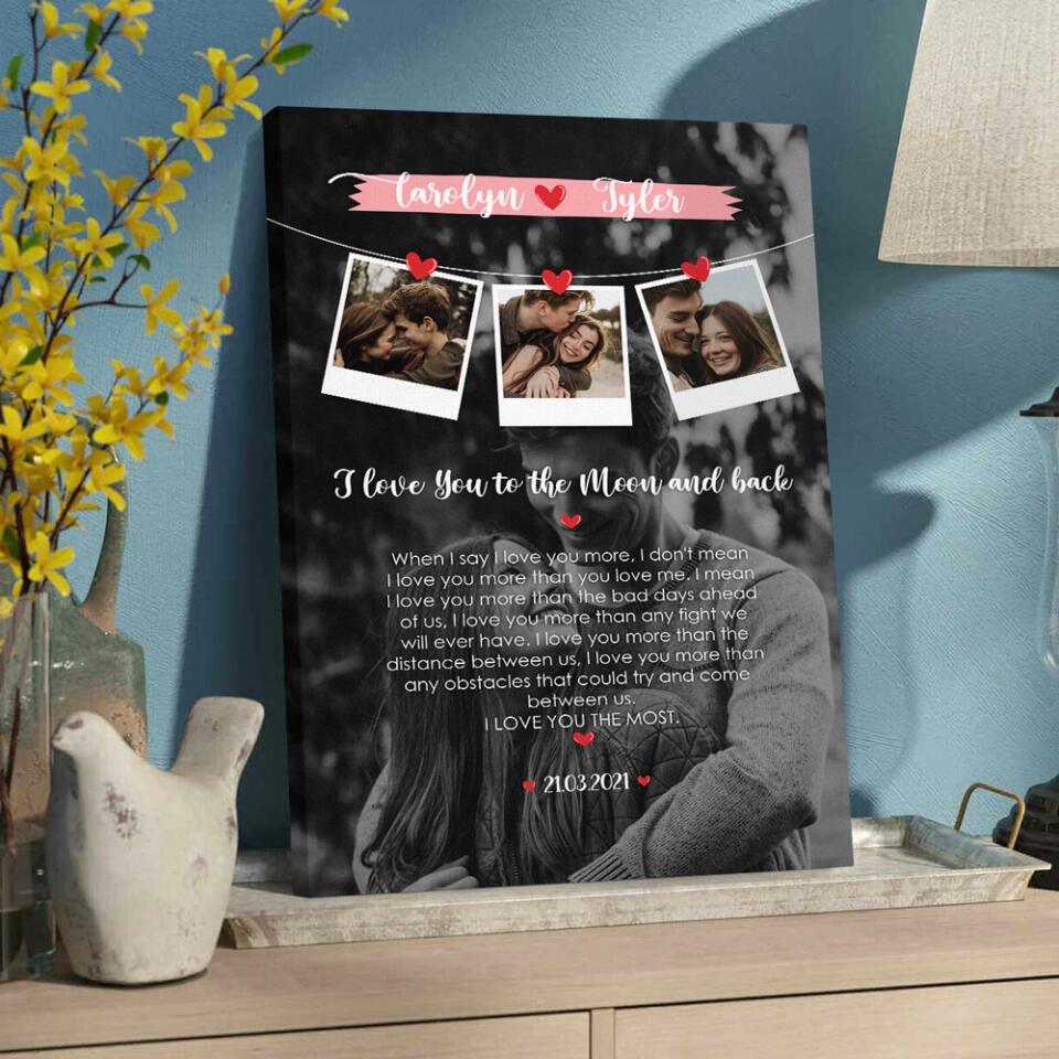 I Love You To The Moon And Back Love Quote Custom Canvas Poster Anniversary Gift For Couples
