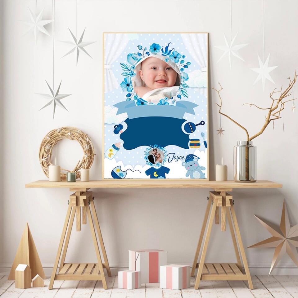 Newborn Baby With Date Of Birth Custom Canvas Poster First Birthday Themes Gift