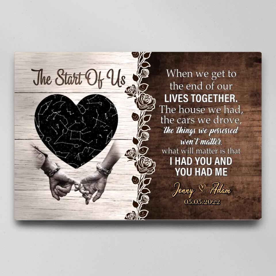 The Start Of Us - Custom Star Map Canvas, Poster - Anniversary Gift For Couples