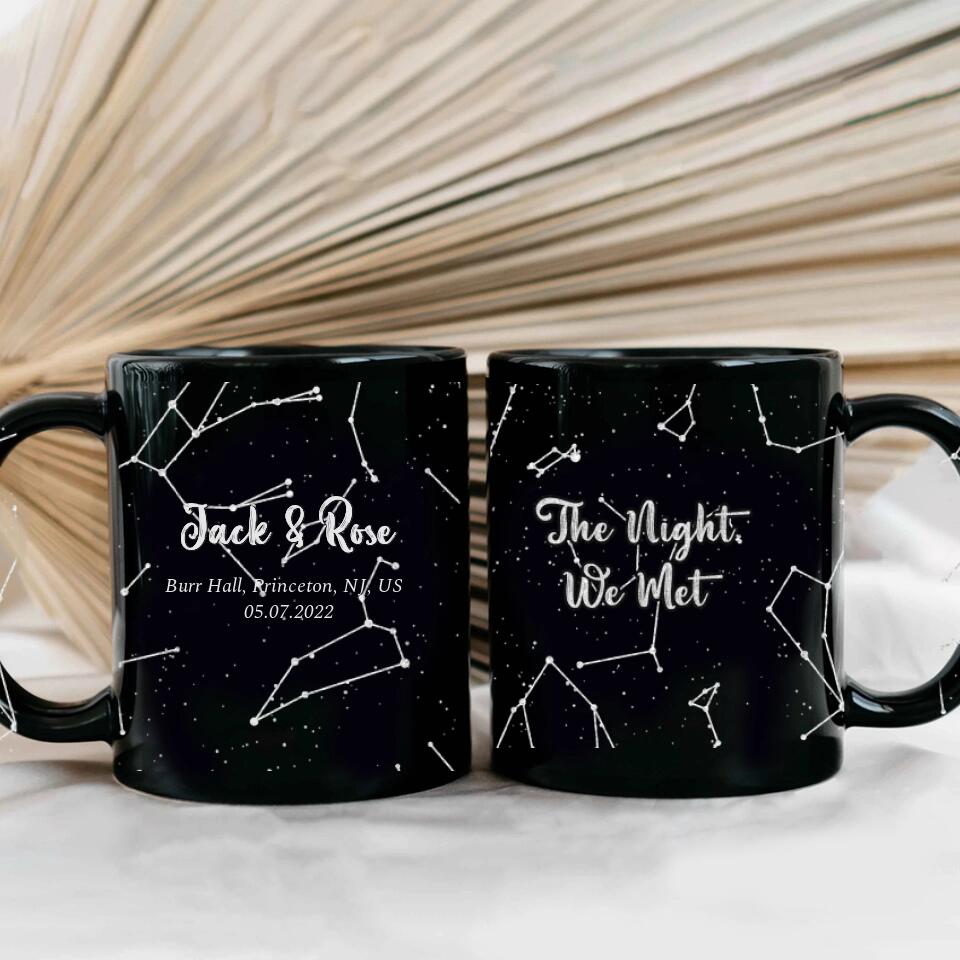 Star Map The Night We Met - Personalized Star Map Black Mug - Gifts for Him Her