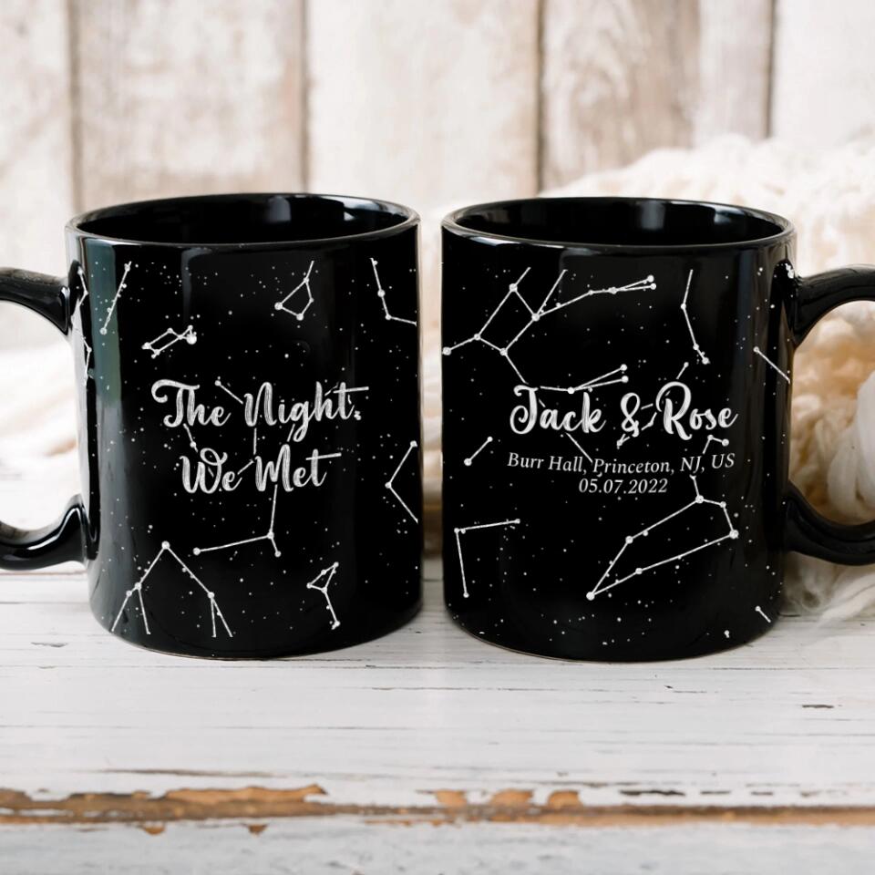 Star Map The Night We Met - Personalized Star Map Black Mug - Gifts for Him Her