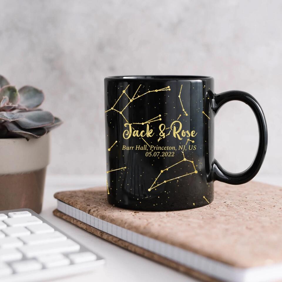 Star Map The Night We Met - Personalized Star Map Black Mug - Gifts for Him Her