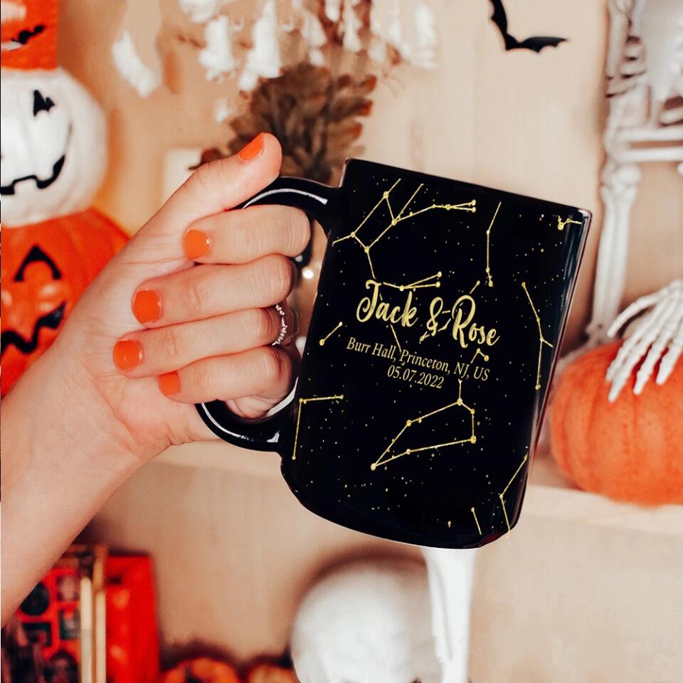 Star Map The Night We Met - Personalized Star Map Black Mug - Gifts for Him Her