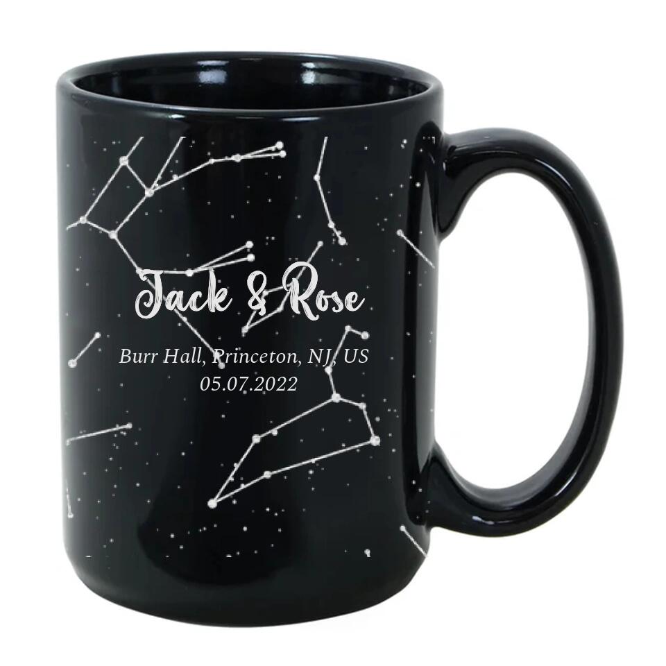 Star Map The Night We Met - Personalized Star Map Black Mug - Gifts for Him Her