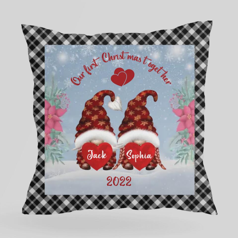 Gnomes Our First Christmas Together Custom Pillow Christmas Gifts For Couples