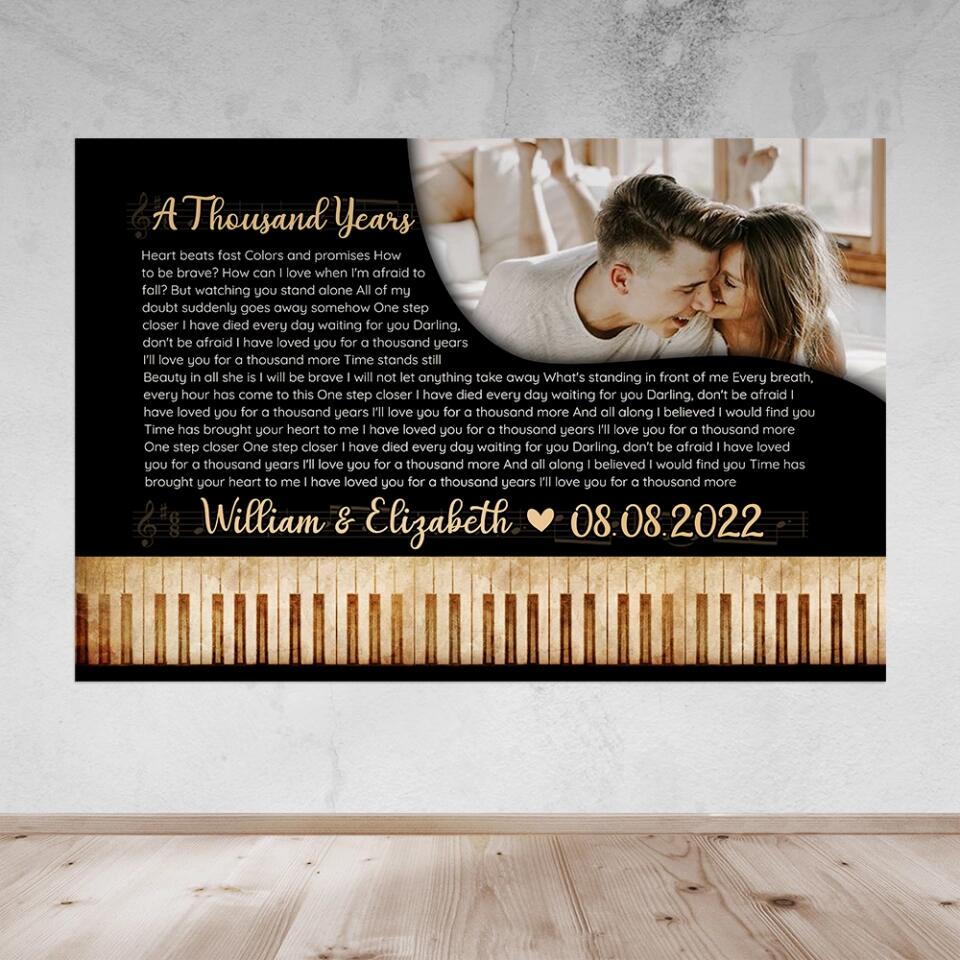 Piano Art Favorite Song Lyrics Custom Canvas Poster Anniversary Gift For Couples