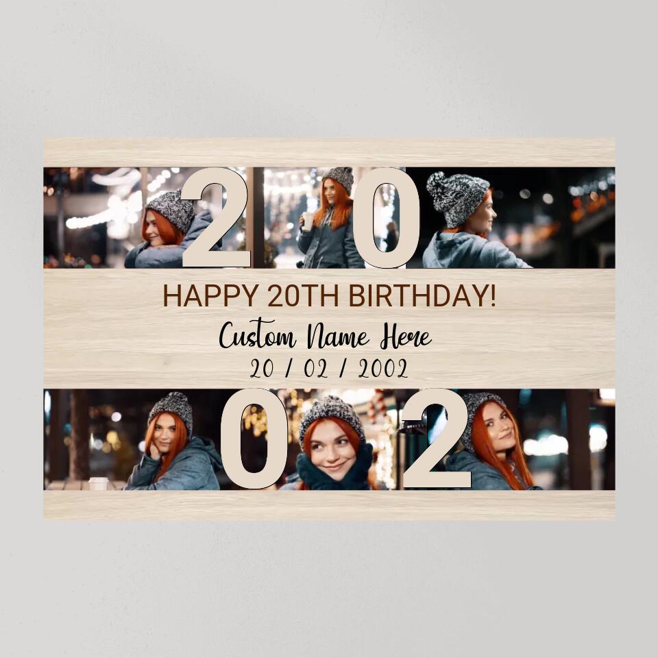 Happy 20th Birthday Custom Canvas Poster Birthday Gift For Daughter