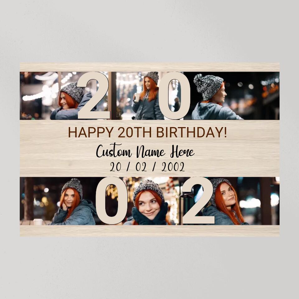 Happy 20th Birthday Custom Canvas Poster Birthday Gift For Daughter