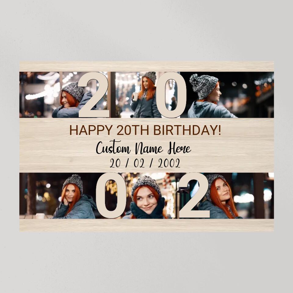Happy 20th Birthday Custom Canvas Poster Birthday Gift For Daughter