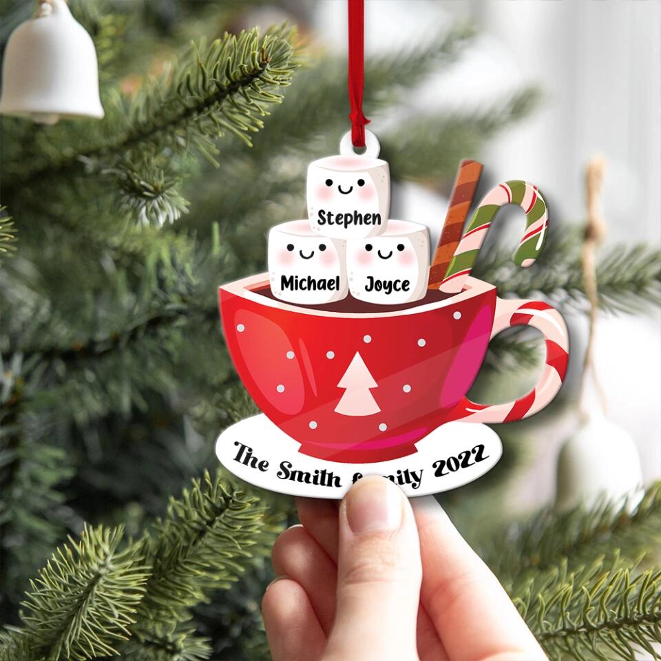 Member of Marshmellow Coffee Family - Personalized Ornament with Name - Christmas Gift for Family, Parents, Grandparents
