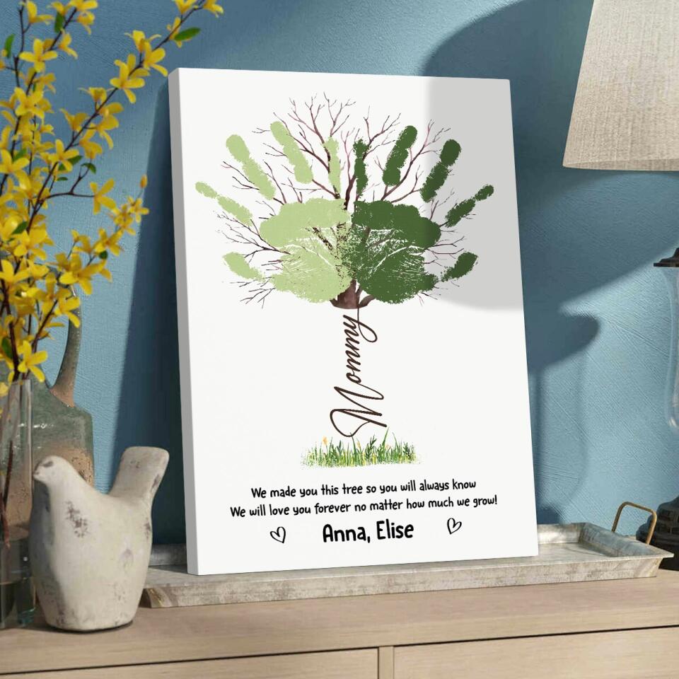Handprint Keepsake We Made You This Tree Custom Canvas Poster Gift For Mom Granndma