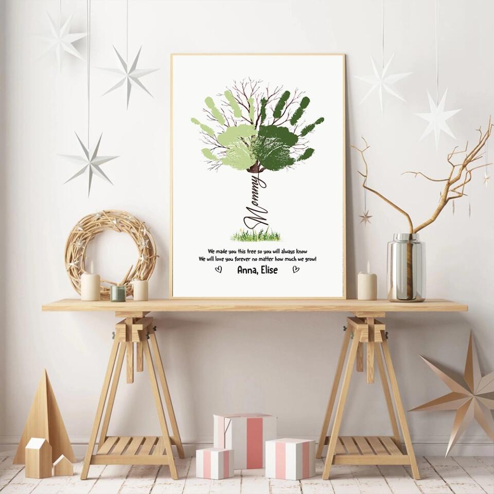 Handprint Keepsake We Made You This Tree Custom Canvas Poster Gift For Mom Granndma