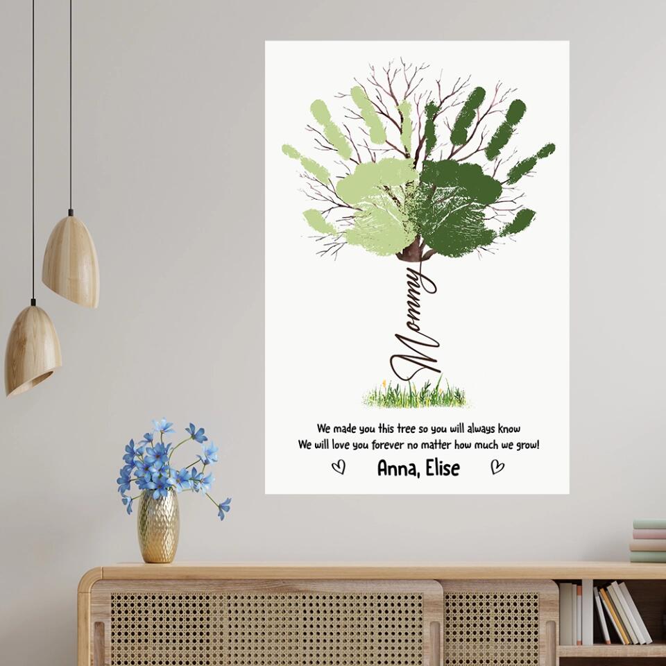Handprint Keepsake We Made You This Tree Custom Canvas Poster Gift For Mom Granndma