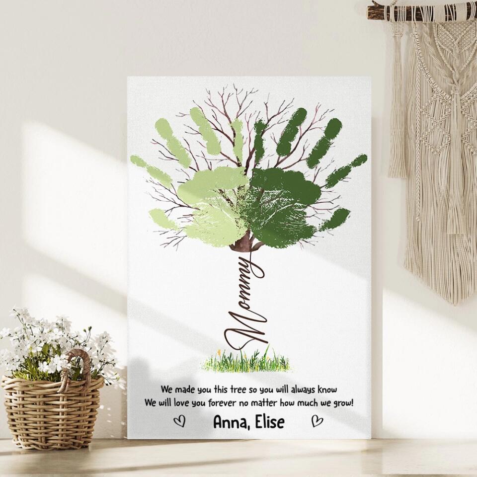 Handprint Keepsake We Made You This Tree Custom Canvas Poster Gift For Mom Granndma