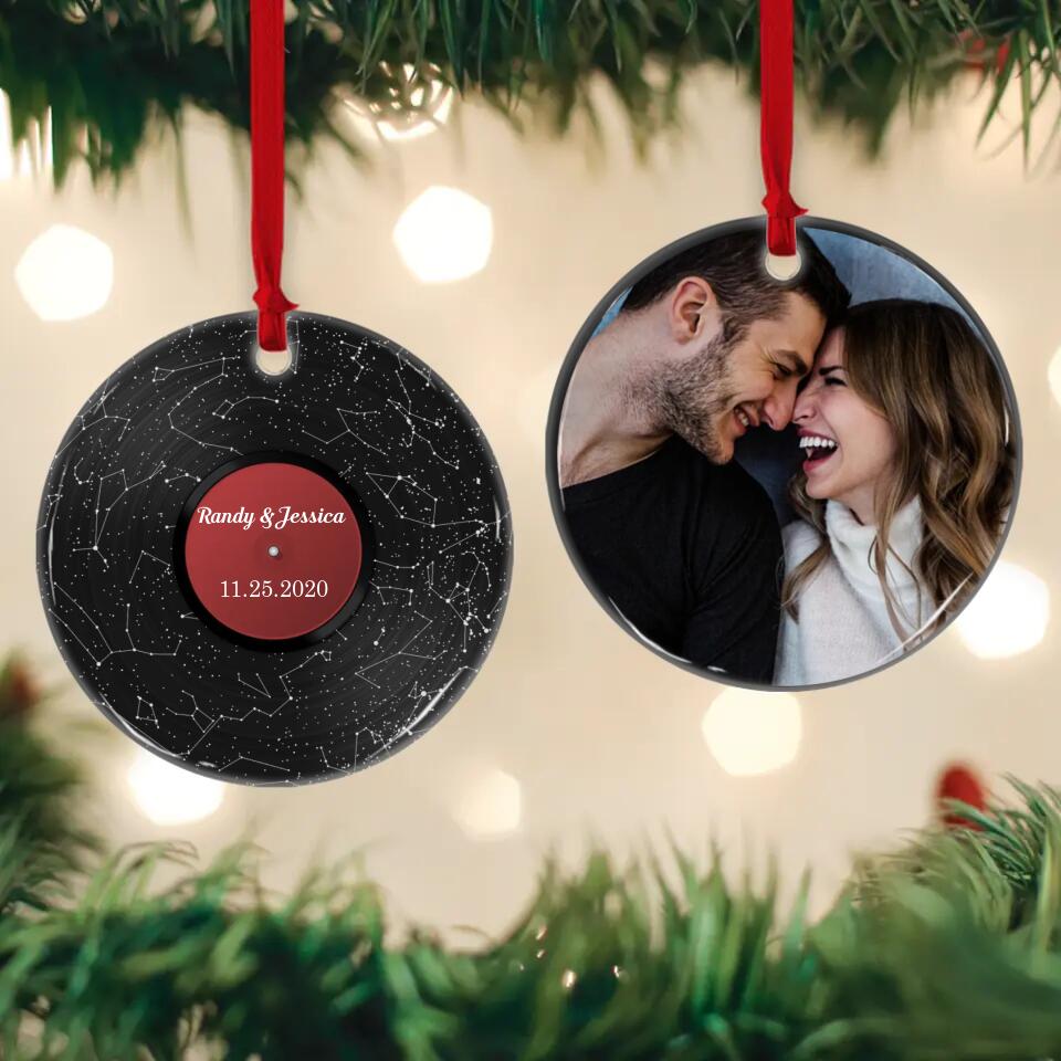 Personalized Valentine Gifts - Custom Star Map Christmas Circle Ornament 2 Sided