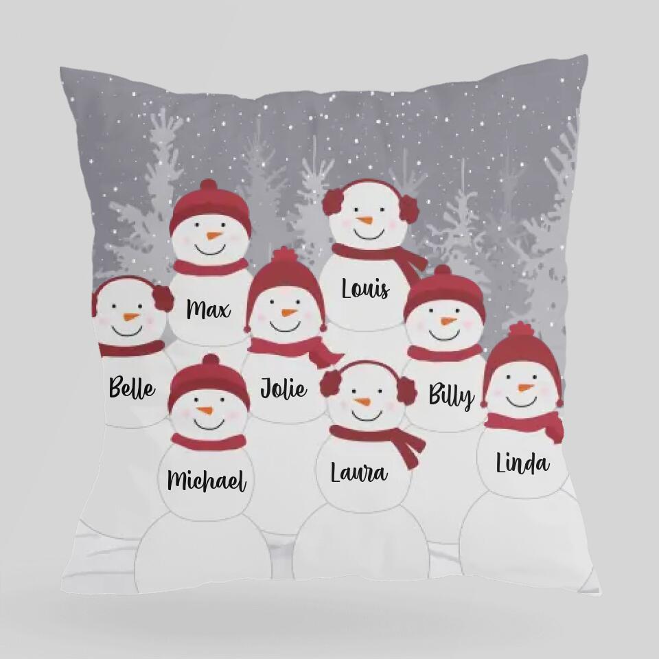 Snowman Family Personalized Throw Pillow - Custom Snowman Pillow - Christmas Gifts for Family Members, Couples