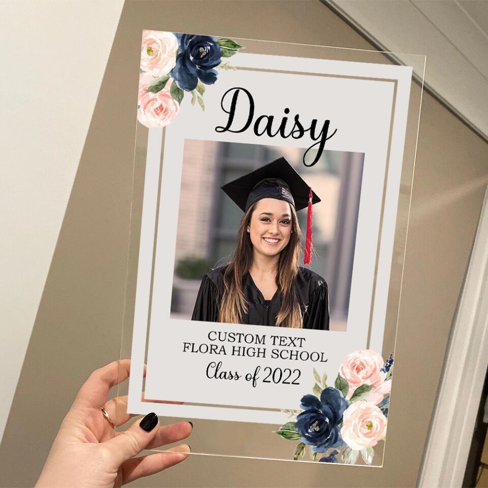 Class Of 2025 Photo Graduation Acrylic Plaque With Wood Stand - Custom Photo And Text - Best Graduation Gifts | 211IHPNPAP513
