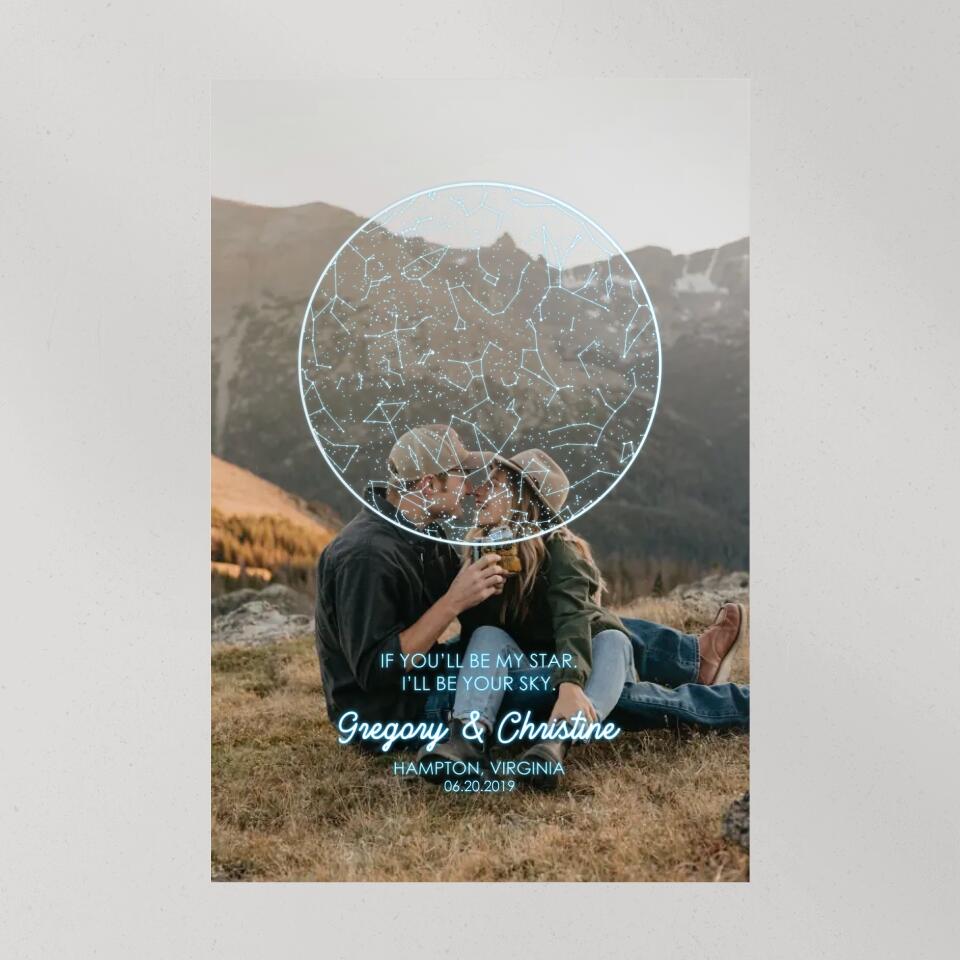 If You'll Be My Star I'll Be Your Sky Custom Star Map Canvas Poster Anniversary Gift For Couples