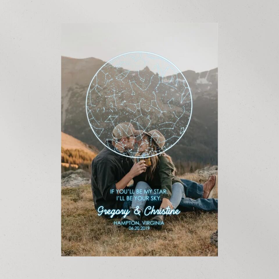 If You'll Be My Star I'll Be Your Sky Custom Star Map Canvas Poster Anniversary Gift For Couples
