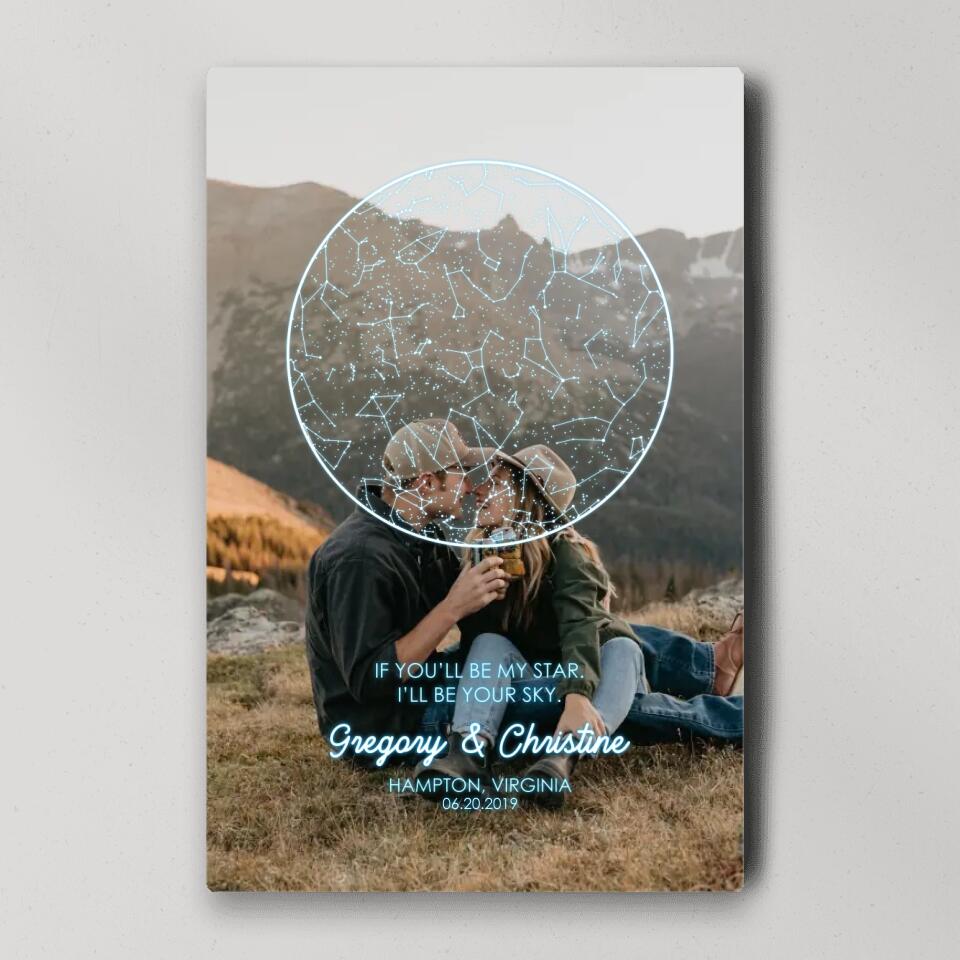 If You'll Be My Star I'll Be Your Sky Custom Star Map Canvas Poster Anniversary Gift For Couples