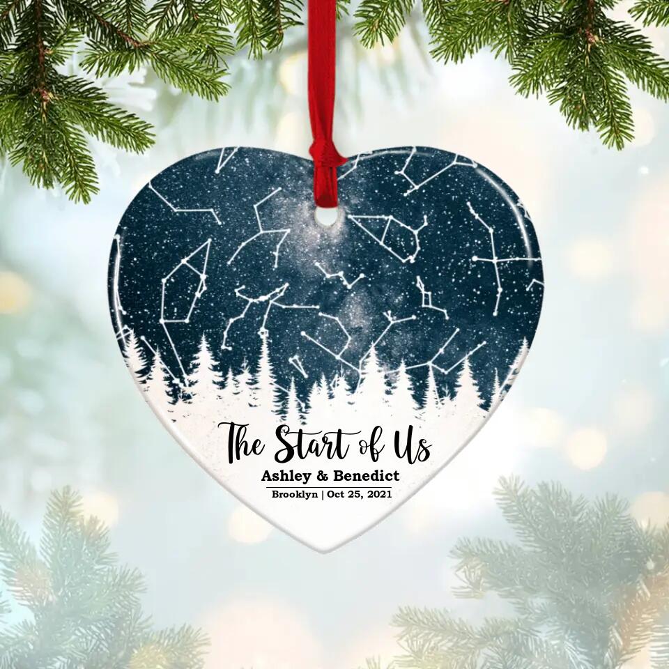 The Start Of Us - Personalized Photo Ceramic Ornament - Gift For Him, Her