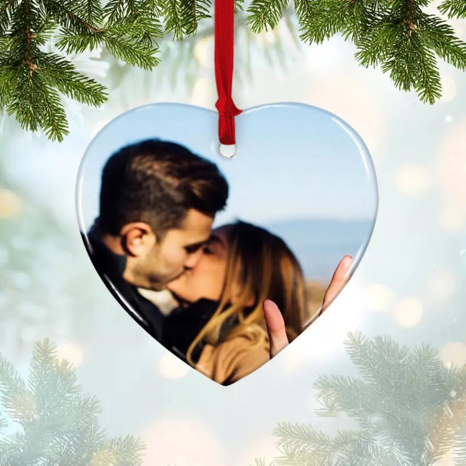 The Start Of Us - Personalized Photo Ceramic Ornament - Gift For Him, Her