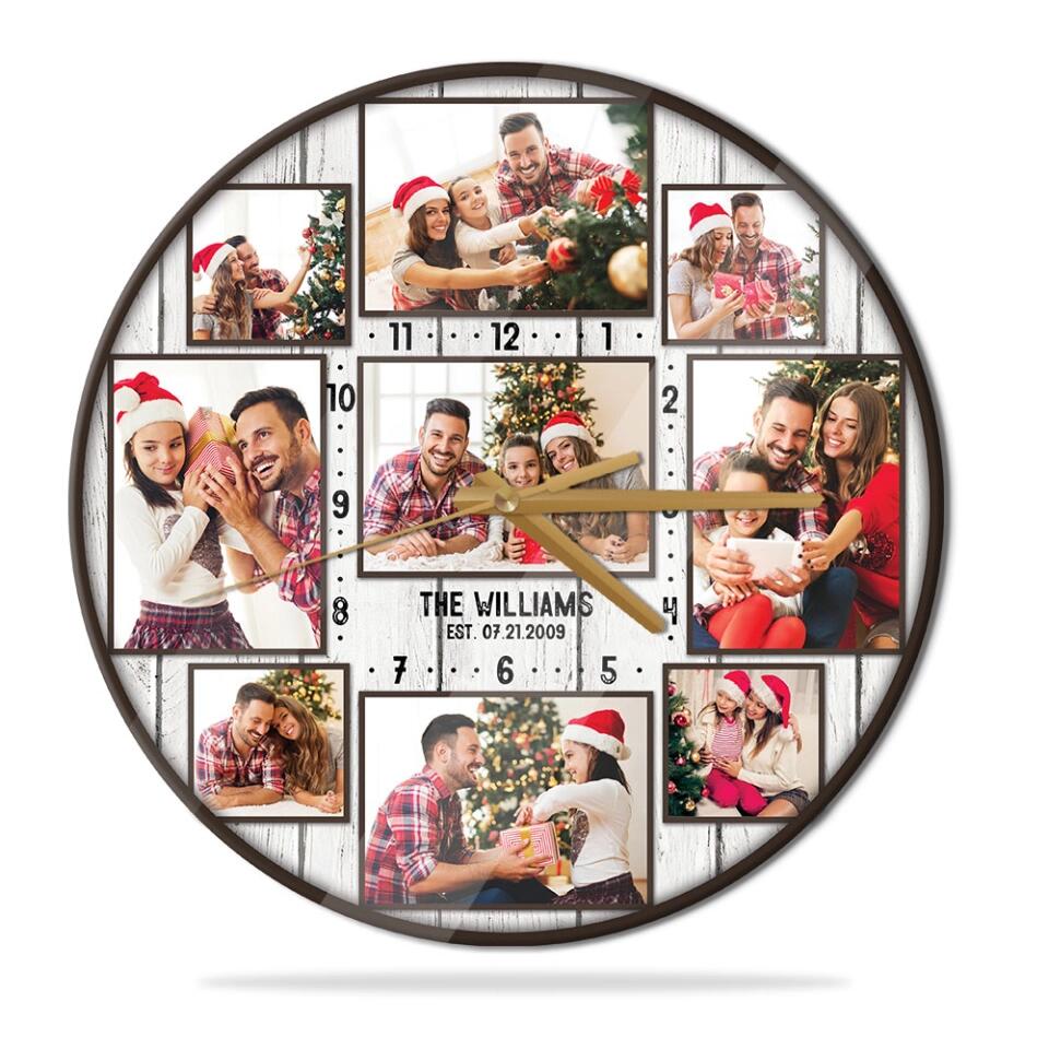 Custom Family Photo Collage - House Warming Present Idea - Custom Wall Clock - Christmas Gift For Parents