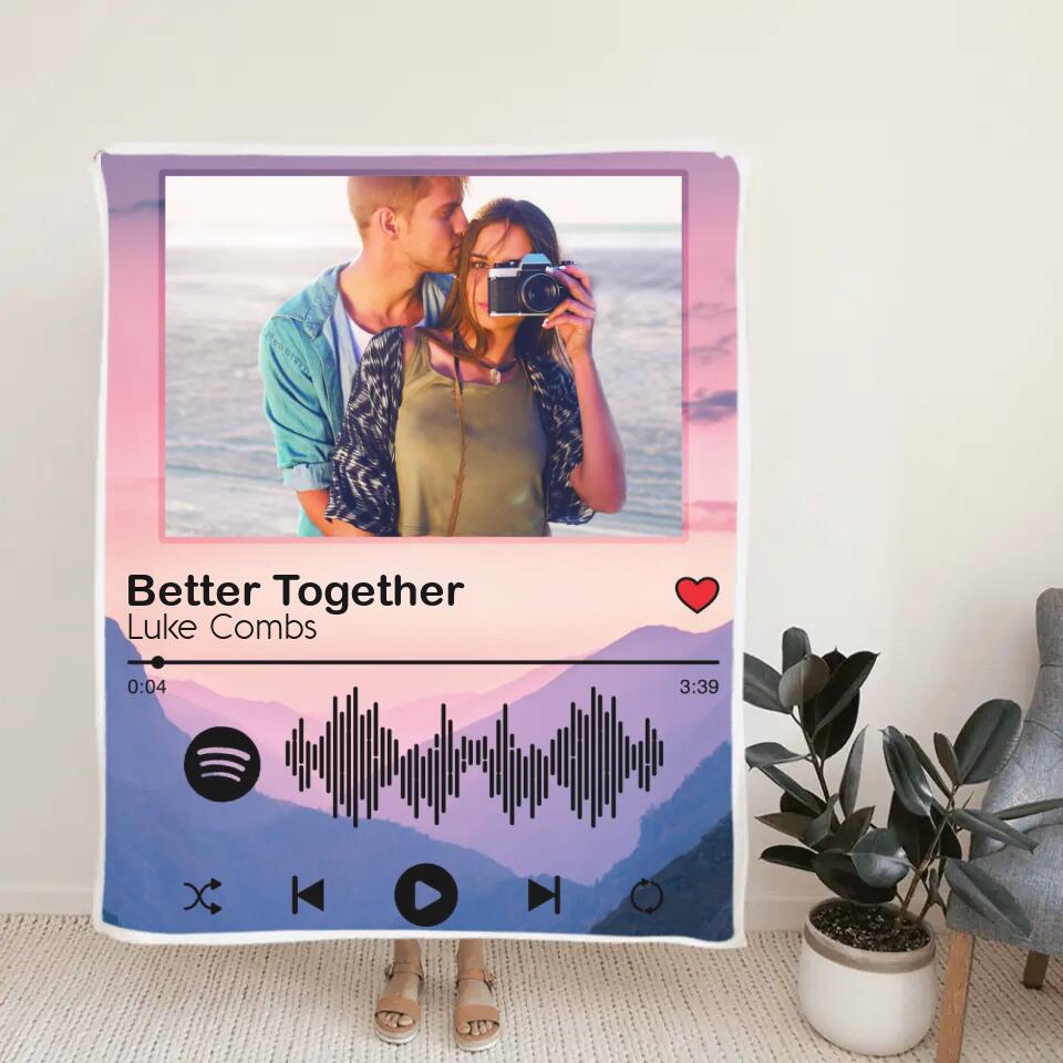 Personalized Song Name - Custom Photo Fleece Blanket - Gifts for Couples - Anniversary, Valentine, Christmas Present