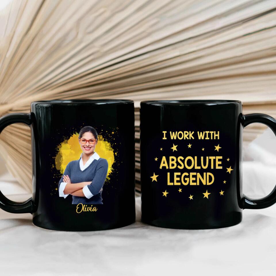 I Work With Absolute Legend - Personalized Black Mug - Christmas Gift for Boss or Coworker