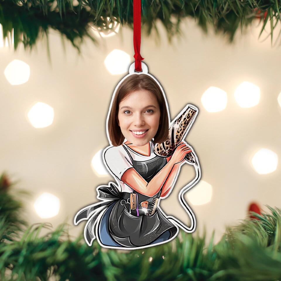 Personalized Hairdresser Face - Custom Upload Photo - Shape Acrylic Ornament - Funny Gift for Hairstylist, Hairdresser, Hair Salon Owners