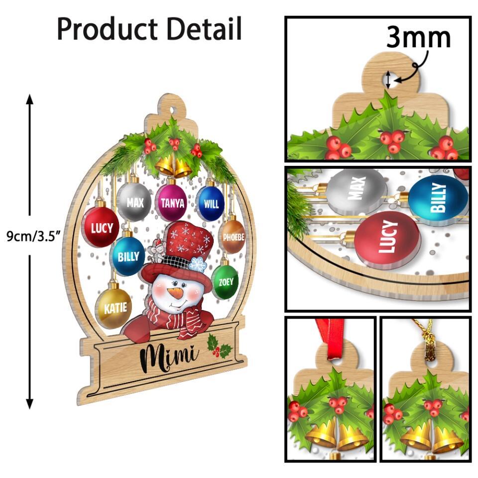Number of Member Children/Grandchildren - Personalized Transparent Acrylic Ornament