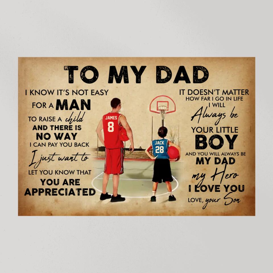 To My Dad My Dad Basket Bros Custom Canvas Poster Gift For Dad Basketball Lovers