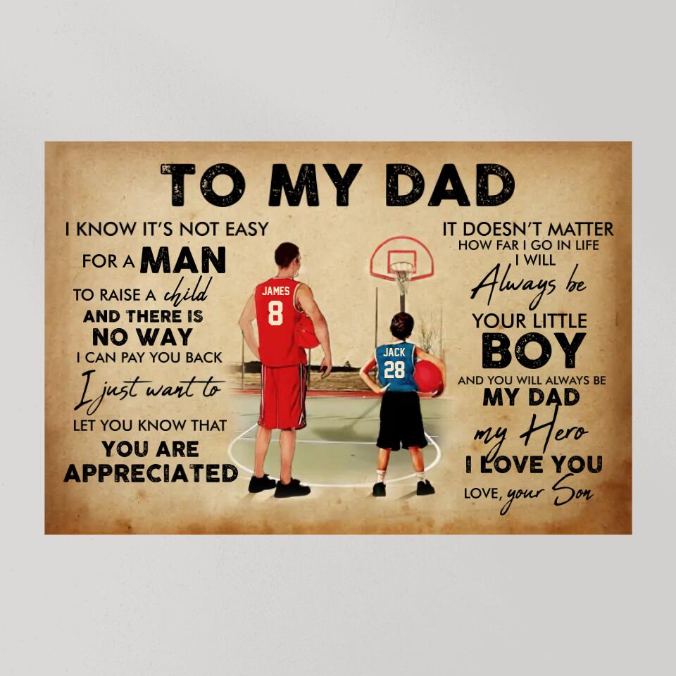To My Dad My Dad Basket Bros Custom Canvas Poster Gift For Dad Basketball Lovers