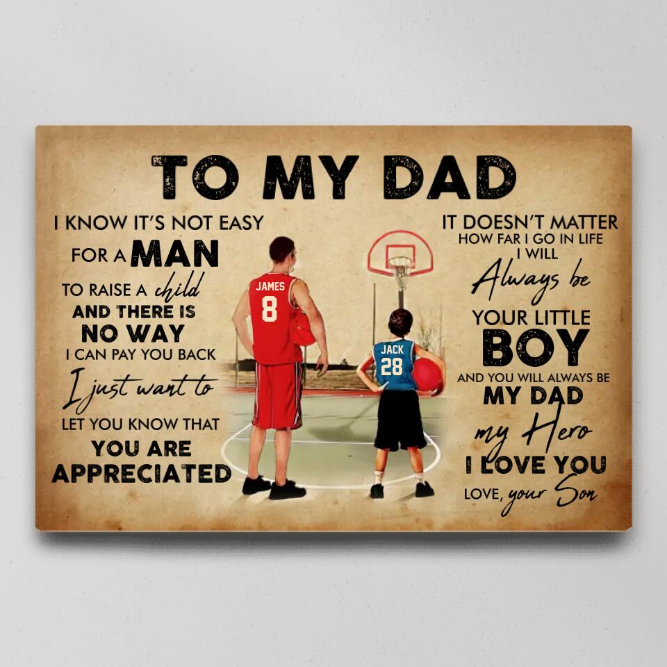 To My Dad My Dad Basket Bros Custom Canvas Poster Gift For Dad Basketball Lovers