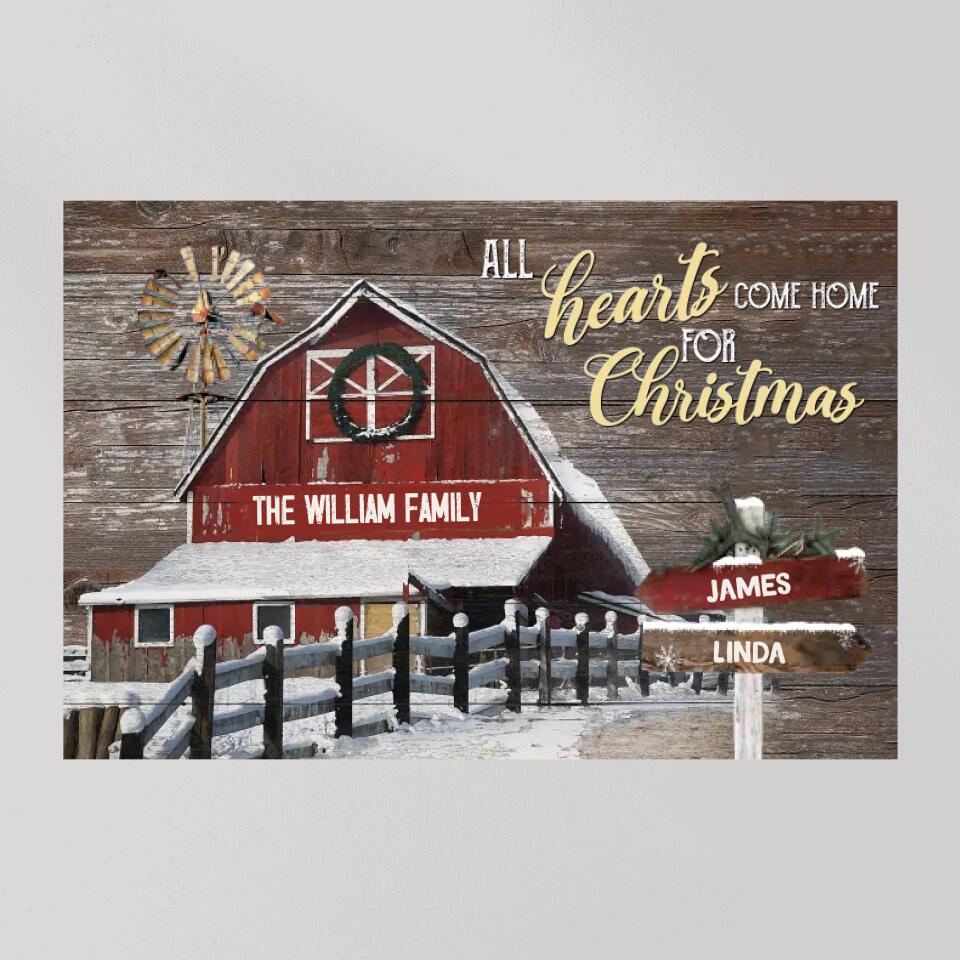 All Hearts Come Home For Christmas - Housewarming Gifts - Custom Canvas Poster - Christmas Gifts