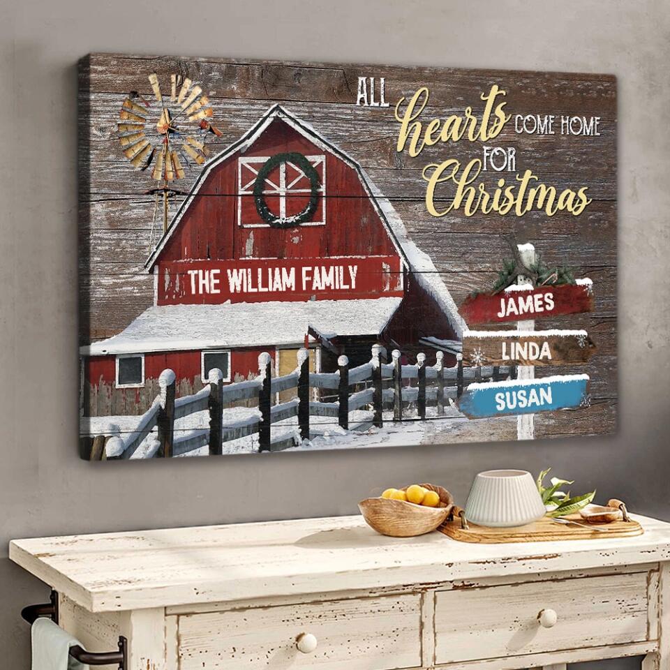 All Hearts Come Home For Christmas - Housewarming Gifts - Custom Canvas Poster - Christmas Gifts