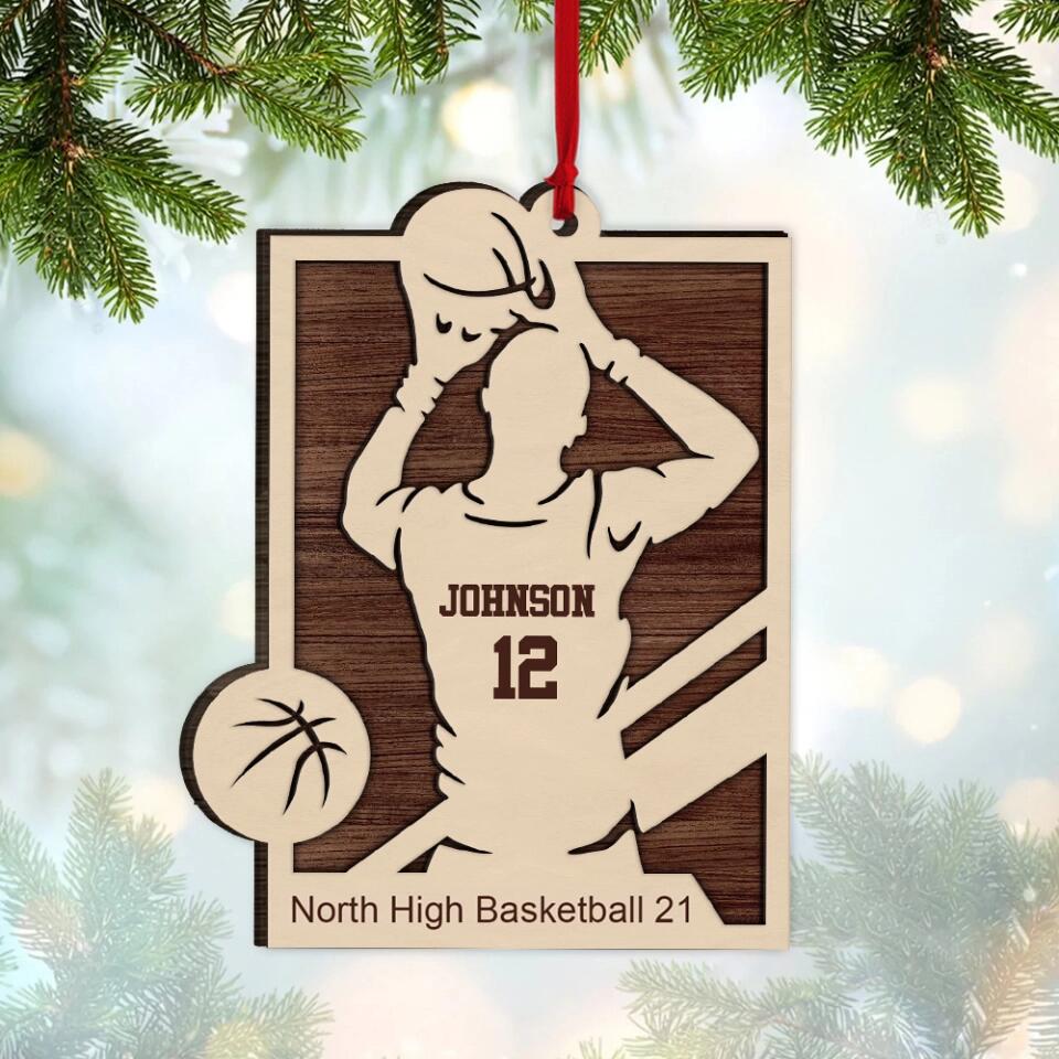 Personalized Baseball Player Name & Shirt's Number 2 Layered Wooden Ornament