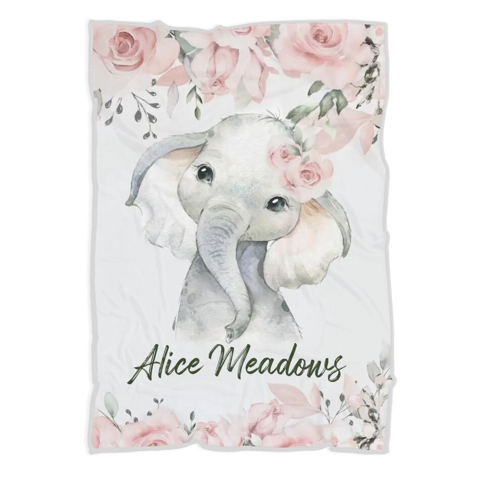 Lovely Floral Style - Cute Animal Theme - Personalized Baby Name - Custom Nickname - Blanket - Best Gift for 3 Months 7 Month Baby Kid Toddler - 211ICNLNBL159