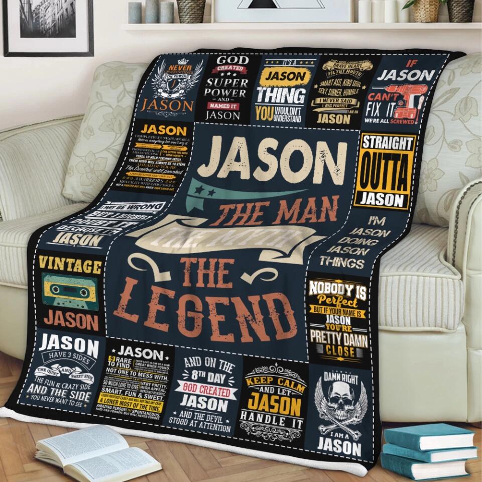 The Man The Myth The Legend - Best Gift idea for Husband/ Son/ Brother/ GuyFriends - Custom Name Blanket - 211IHNLNBL844