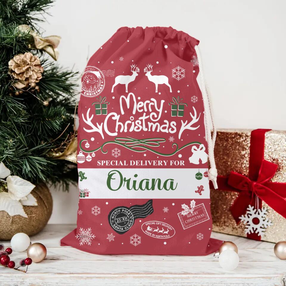 Merry Chrismast Special Gift Delivery - Personalized Christmas Sack Bag