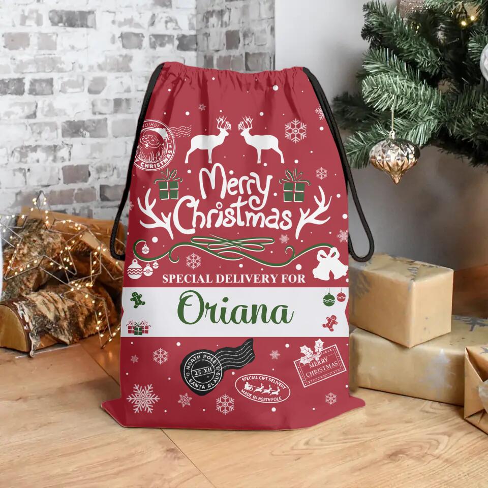 Merry Chrismast Special Gift Delivery - Personalized Christmas Sack Bag