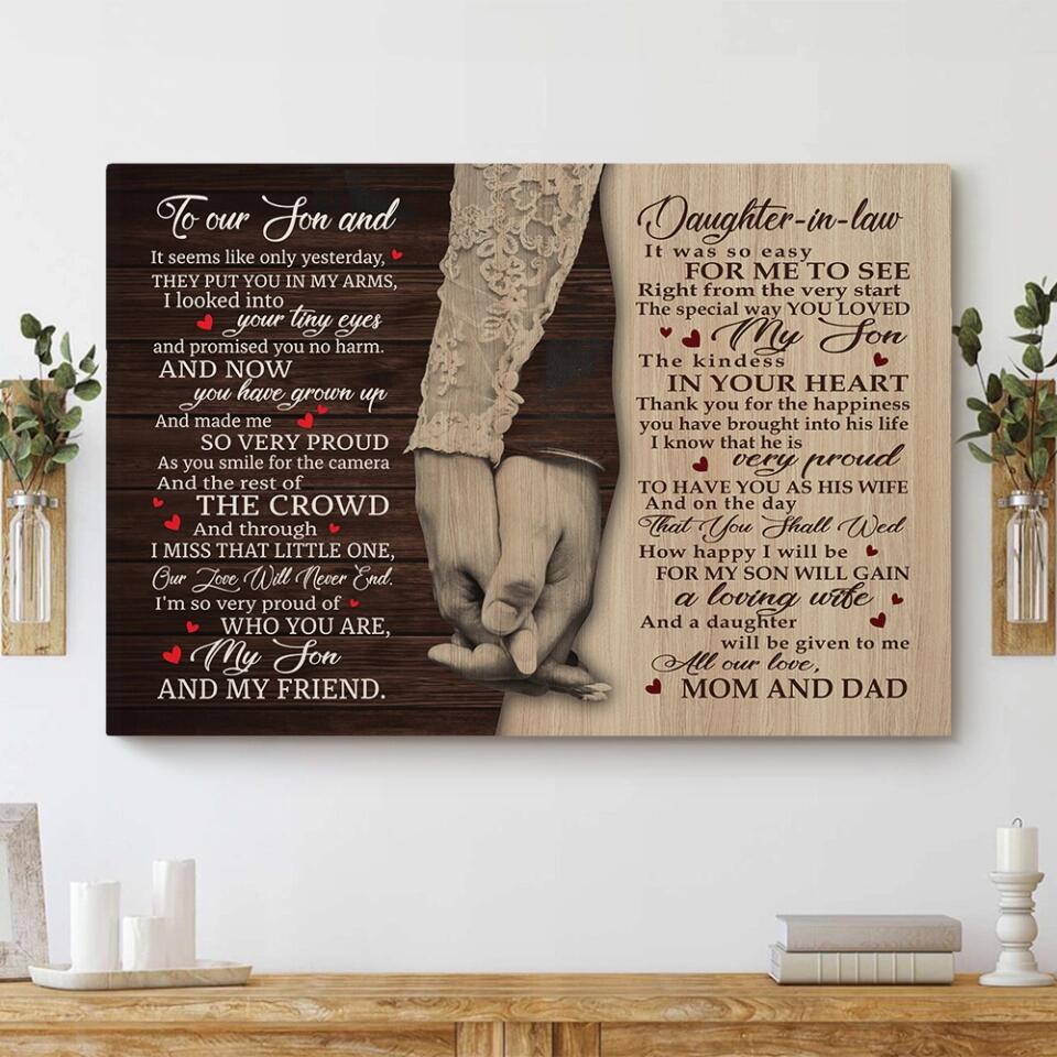 Love Message For Son And Daughter-in-law Custom Canvas Poster Wedding Gifts