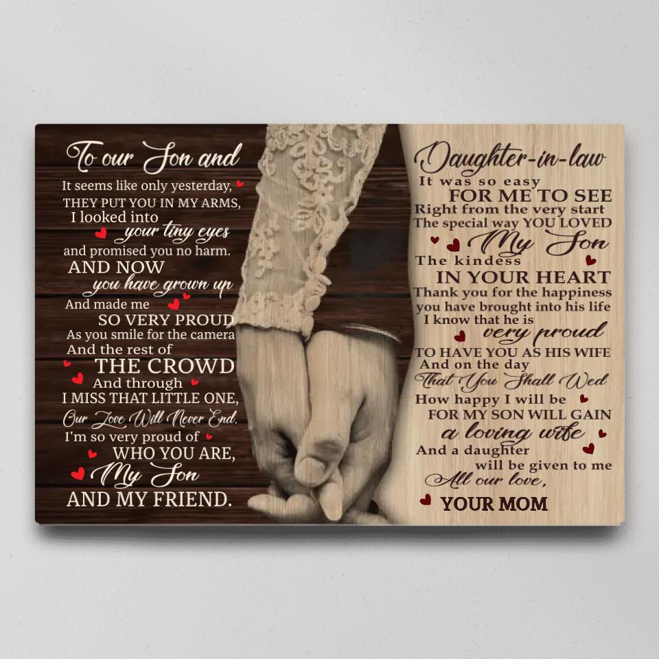Love Message For Son And Daughter-in-law Custom Canvas Poster Wedding Gifts