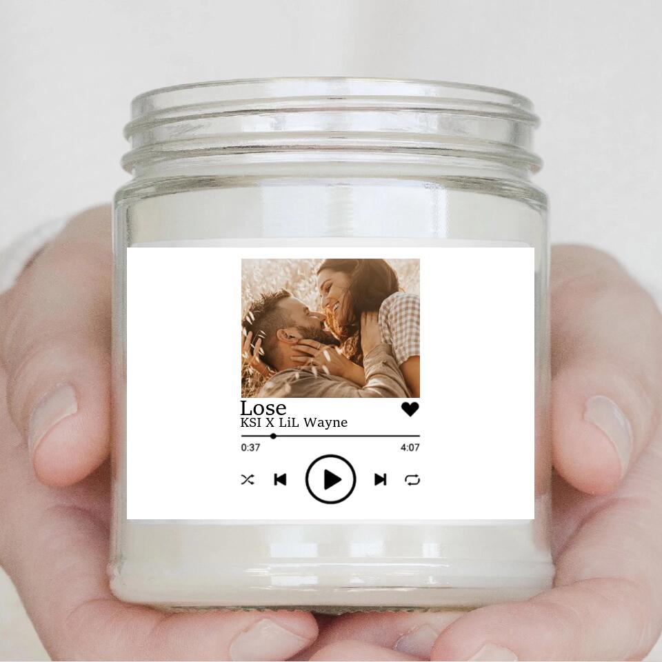 Custom Photo and Song Label Spotify Template - Personalized Scence Candle