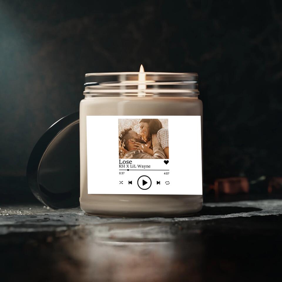 Custom Photo and Song Label Spotify Template - Personalized Scence Candle