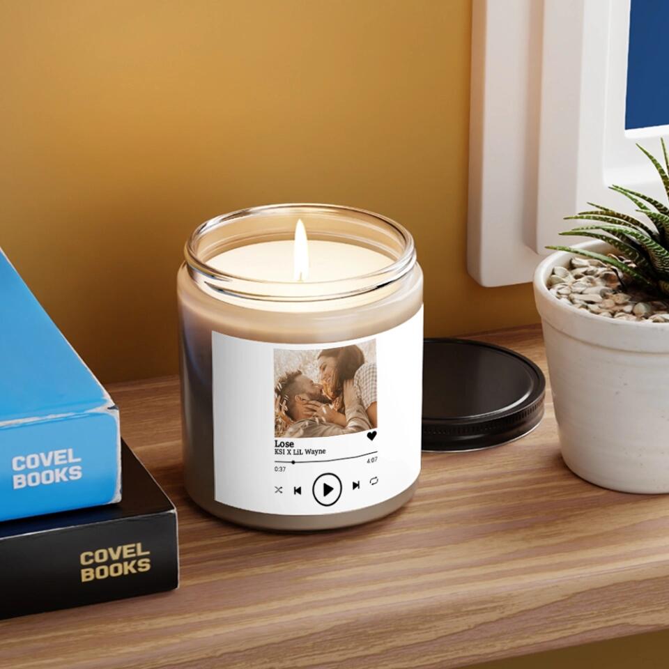 Custom Photo and Song Label Spotify Template - Personalized Scence Candle