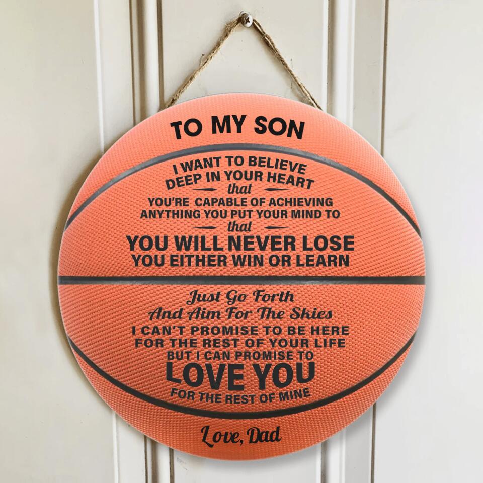 You Will Never Lose You Either Learn Or Win | Personalized Round Wooden Sign - Gift Ideas for Son